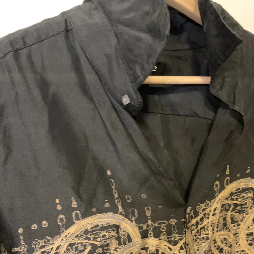 Murano‎ mens sz L Black Silk Shirt